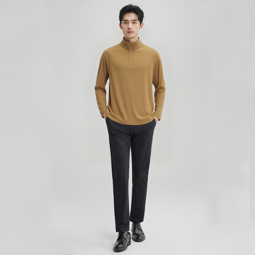 圣得西长袖T恤男2025秋季新款立领半开休闲通勤潮流运动男士上衣 商品图14