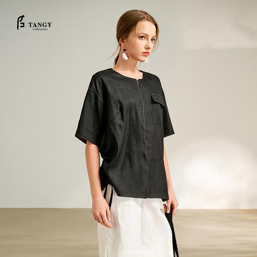 TANGYcollection天意2025秋季新品商场同款茛绸T恤L252026 商品图0