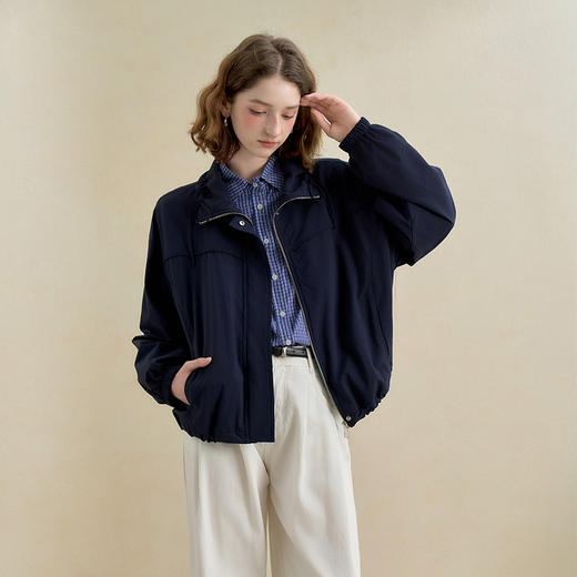 西遇美式复古工装夹克外套女秋季宽松显瘦棒球服通勤短款上衣V2951196 商品图2