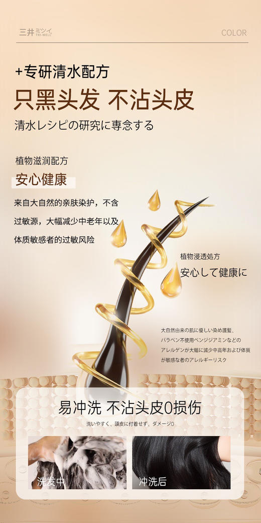 三井新款配方炫彩染发焗油膏染发+护发+焗油三效合一 商品图13