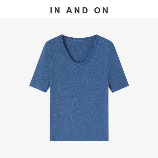 55305  IN AND ON 夏日滤镜 100%莱赛尔U领短袖针织上衣  商品图0
