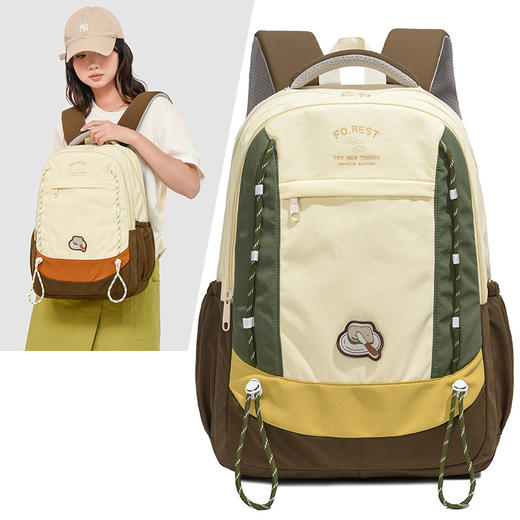 积分兑换【简约韩系撞色新款书包】轻便旅行休闲双肩包 高颜值耐脏大容量双肩包-QB#异业福利 商品图2