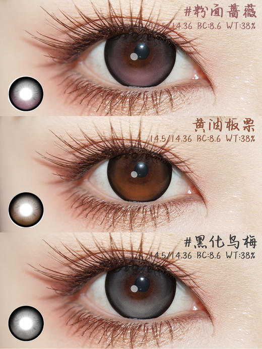 Jellydoll半年抛 粉面蔷薇/黄油板栗/黑化乌梅 14.5mm 黑棕粉 大着色14.3 商品图1