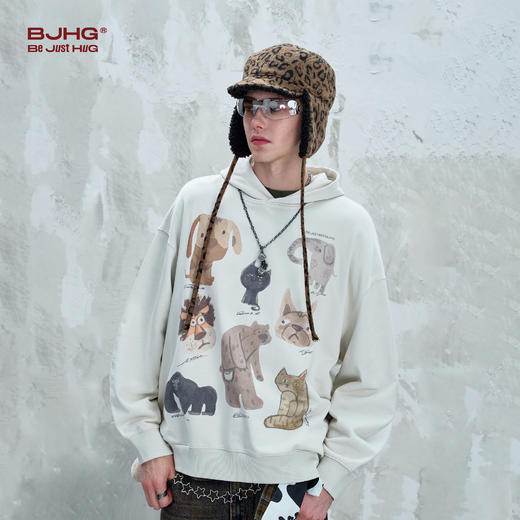 BJHG不计后果不宠创意连帽卫衣男女款2025新款秋季立体耳朵情侣装 商品图1