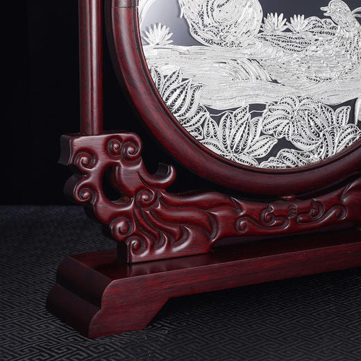 子佩集S999银手工银花丝【鸳鸯戏水】双面旋转花丝台屏【YYXSHATP】大师工坊原创设计2508 商品图7