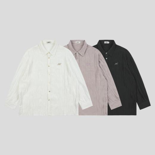 GOODBAI 916 褶皱肌理翻领贝壳扣轻薄长袖衬衫 商品图1