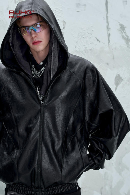 BJHG不计后果连帽夹克外套男女款秋2025新款美式潮牌男士痞帅皮衣 商品图5