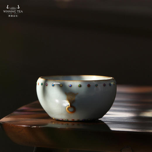 问鼎汝瓷鼎峰系列天青甲辰七宝战鼓杯（描金） 商品图2
