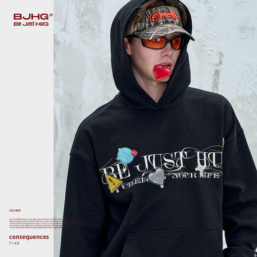 BJHG不计后果贴贴连帽卫衣男款秋季美式潮牌宽松暖皮恒温情侣上衣 商品图3