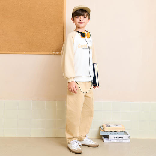 马克珍妮男童复古拼色字母卫衣2025年秋装新款551162 商品图3