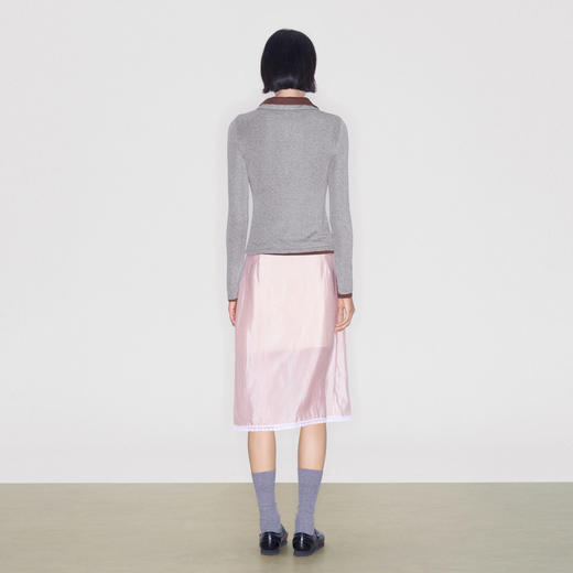 lost in echo2025秋冬新款羊毛POLO领镂空针织修身显瘦长袖打底衫 商品图4