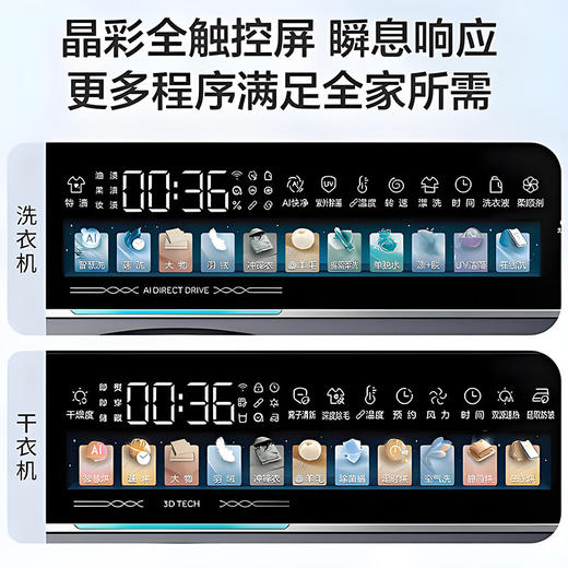 海尔（Haier）天悦A7滚筒洗衣机套装超薄纯平全嵌1.28洗净比10公斤全自动AI双智能投放直驱精华洗 【洗烘套装78A7U1】AI洗丨紫外除菌丨热泵柔烘 商品图1