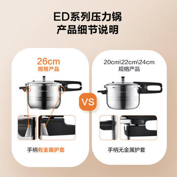 苏泊尔（SUPOR）304不锈钢7.0L压力锅24cm【3-5人可用】快煮防爆高压锅电磁炉通用 商品图5