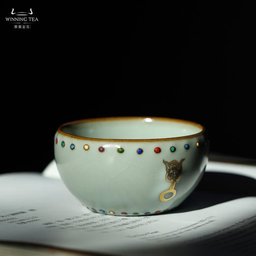 问鼎汝瓷鼎峰系列天青甲辰七宝战鼓杯（描金） 商品图3