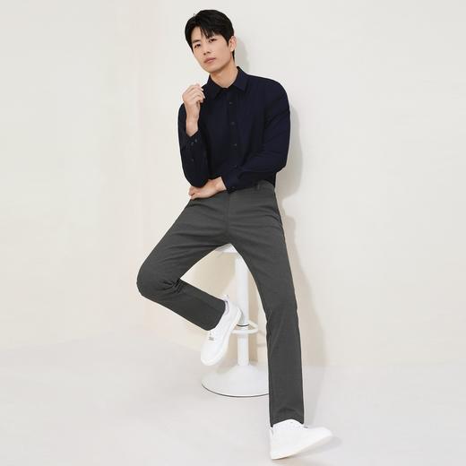 【含羊毛】柒牌休闲裤秋季新款男士提花修身直筒长裤商务保暖裤子129H73020 商品图1