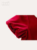 波尔多红丝绒半袖连衣裙 商品缩略图4