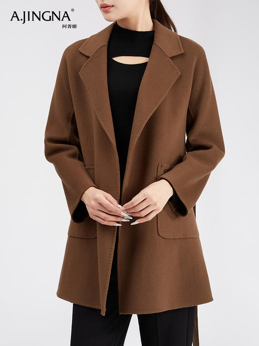 【商城同款】阿菁娜中长浴袍款双面羊毛大衣F30D211068 商品图2