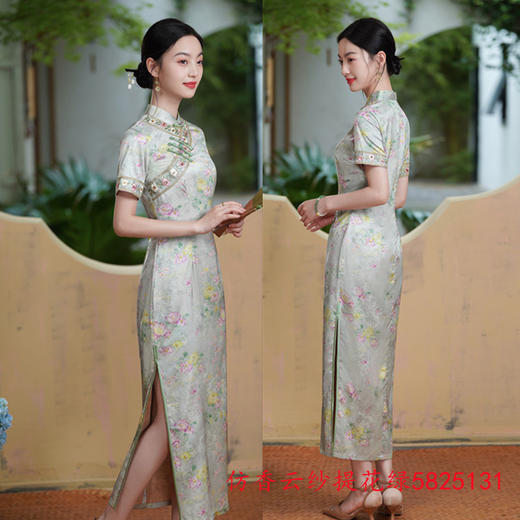 GX老上海复古中国风大码旗袍2025夏季新款仿香云纱旗袍裙 商品图3