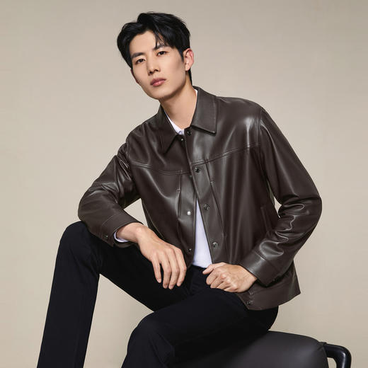 【绵羊皮】柒牌男装真皮皮衣2025秋季新品翻领潮流防风皮夹克外套129J70460 商品图1