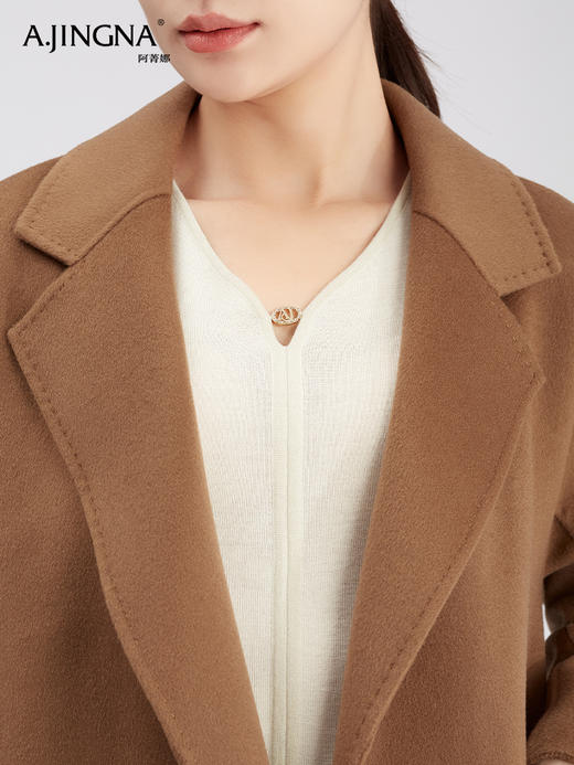 【商城同款】阿菁娜中长浴袍款双面羊毛大衣F30D211068 商品图4