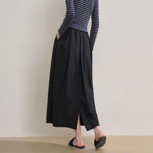 【限时秒杀】西遇文艺风肌理棉立体捏褶花苞半身裙女秋季遮肉显瘦中长裙V2551114 商品图4