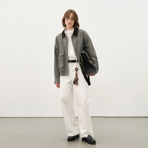 714street美式复古水洗拼接飞行员夹克2025秋季巴恩风工装外套男 商品图1