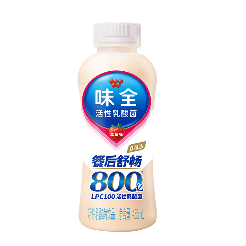 味全乳酸菌草莓味瓶装435ml，保质期30天