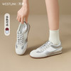 西遇平底德训鞋女新款秋季复古小白鞋轻便薄底银色休闲运动鞋V1656961 商品缩略图0