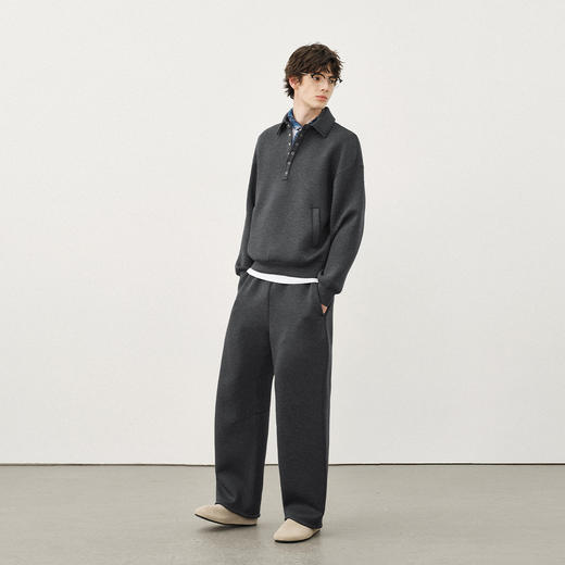 714street空气层茧型弯刀裤男款2025秋冬款宽松百搭休闲灰色卫裤 商品图3