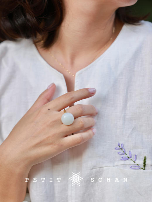 PETIT SCHAN小闪 JEW#026 No regrets 落子不悔 天元系列18K金和田玉戒指 商品图3