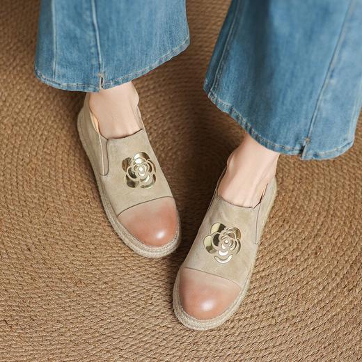 【预售5天】百搭真皮山茶花松糕单鞋新款圆头坡跟厚底乐福鞋女MT&MD6197 商品图2