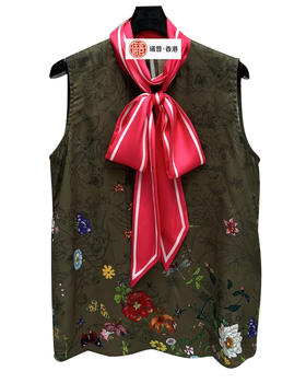 女款花卉印花无袖上衣 可配套装012