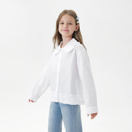 马克珍妮女童甜美花边纯棉衬衫2025年秋装新款551670 商品图1