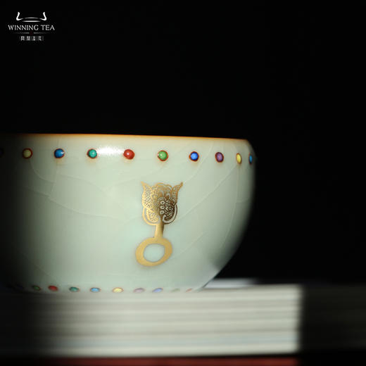 问鼎汝瓷鼎峰系列天青甲辰七宝战鼓杯（描金） 商品图5