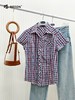 【第2件半价！尾货清仓不退换】波顿女士全棉修身红蓝格短袖衬衫休闲百搭LS376 商品缩略图1