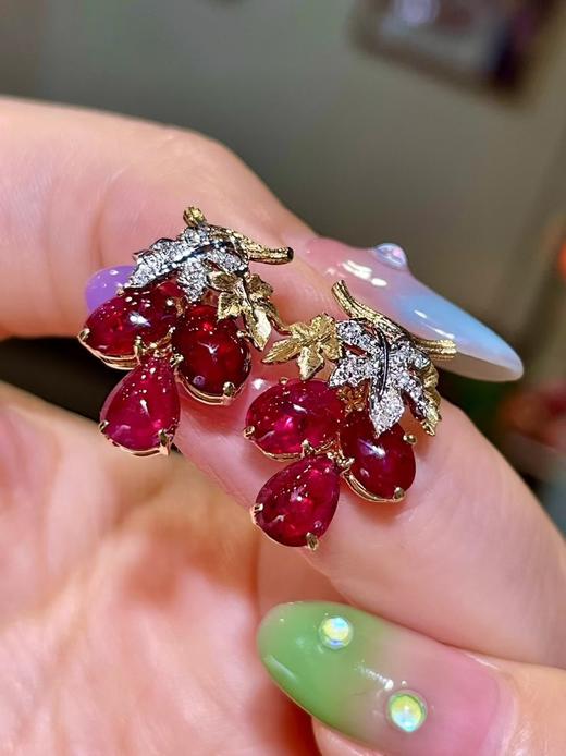 5ct素面红宝石耳钉 商品图1