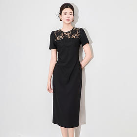 「高货wl」全新升级【铂金会员284/天猫379/差价95】(44650)洛诗琳新中式时髦拼接蕾丝连衣裙2025夏季压褶收腰显瘦裙