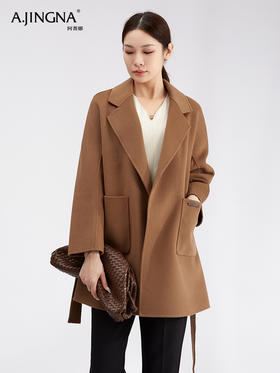 【商城同款】阿菁娜中长浴袍款双面羊毛大衣F30D211068