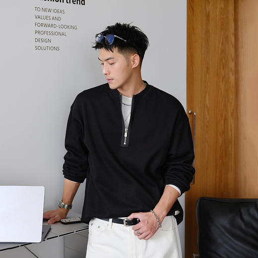 徐太浪360g半拉链圆领卫衣男2025新款秋季休闲松弛感通勤打底上衣 商品图0