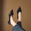 【预售5天】法式优雅气质羊皮V口尖头小跟高跟鞋显瘦猫跟单鞋女HP&A2648 商品缩略图4