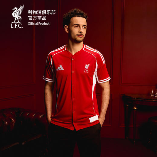 【官网同款】利物浦俱乐部 | 休闲文化棒球球衣红色短袖开衫 商品图4