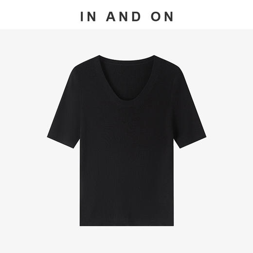 55305  IN AND ON 夏日滤镜 100%莱赛尔U领短袖针织上衣  商品图2