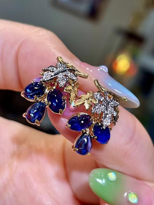 3.28ct素面蓝宝石耳钉 商品图2