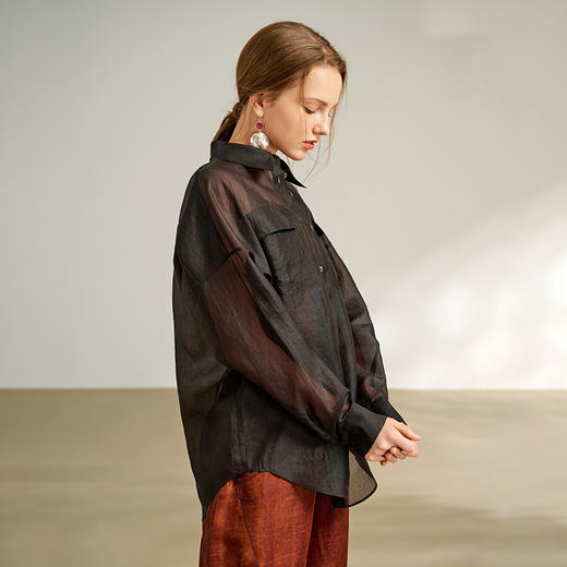 TANGYcollection天意2025秋季新品商场同款茛绸女衬衣L252003 商品图3