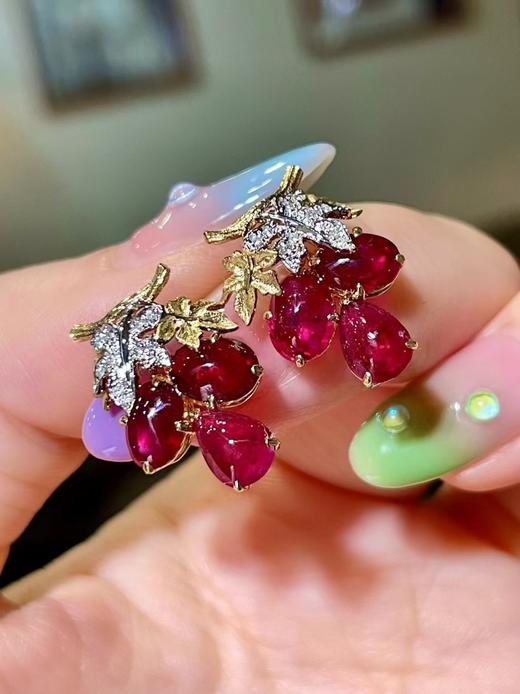 5ct素面红宝石耳钉 商品图2