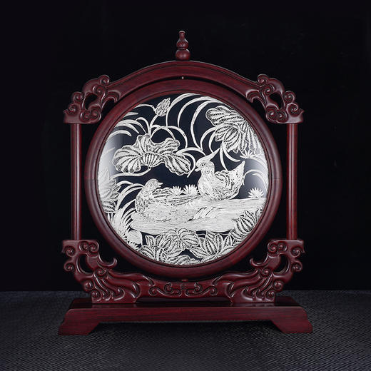 子佩集S999银手工银花丝【鸳鸯戏水】双面旋转花丝台屏【YYXSHATP】大师工坊原创设计2508 商品图8