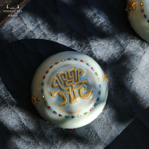 问鼎汝瓷鼎峰系列天青蛇首七宝战鼓杯（描金） 商品图1