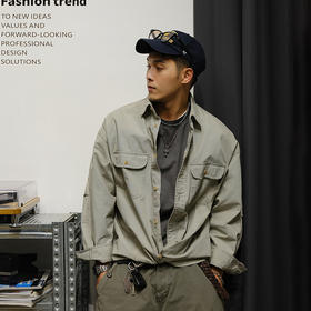 徐太浪美式工装贴袋长袖衬衫男2025新款秋季休闲青年纯棉衬衣外套