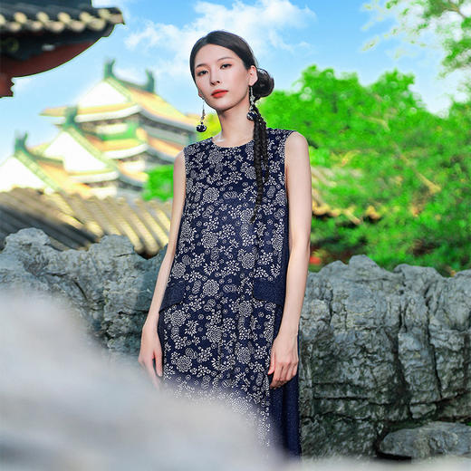【蓝染印花改良系列】篱落无袖连衣裙 | 可前后两穿  | 现货加急发 商品图2
