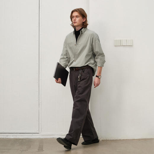 714street日系休闲水洗做旧长袖衬衫男2025春季新款宽松落肩外套 商品图1